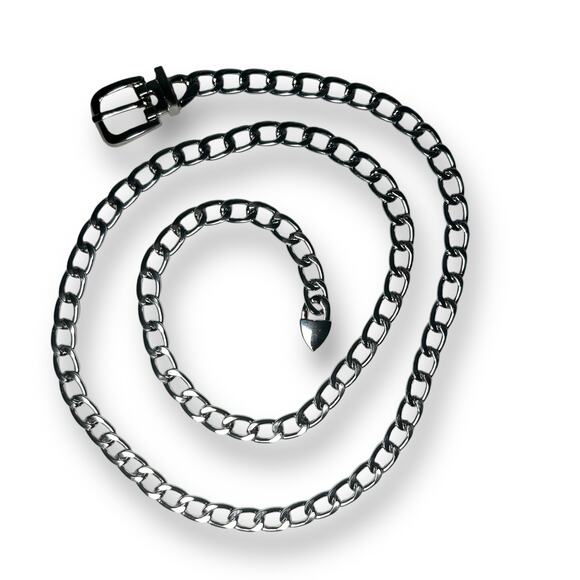 Chunky Silver Tone Chainlink Western Style Adjustable Skinny Belt Party Rock - Picture 3 of 7